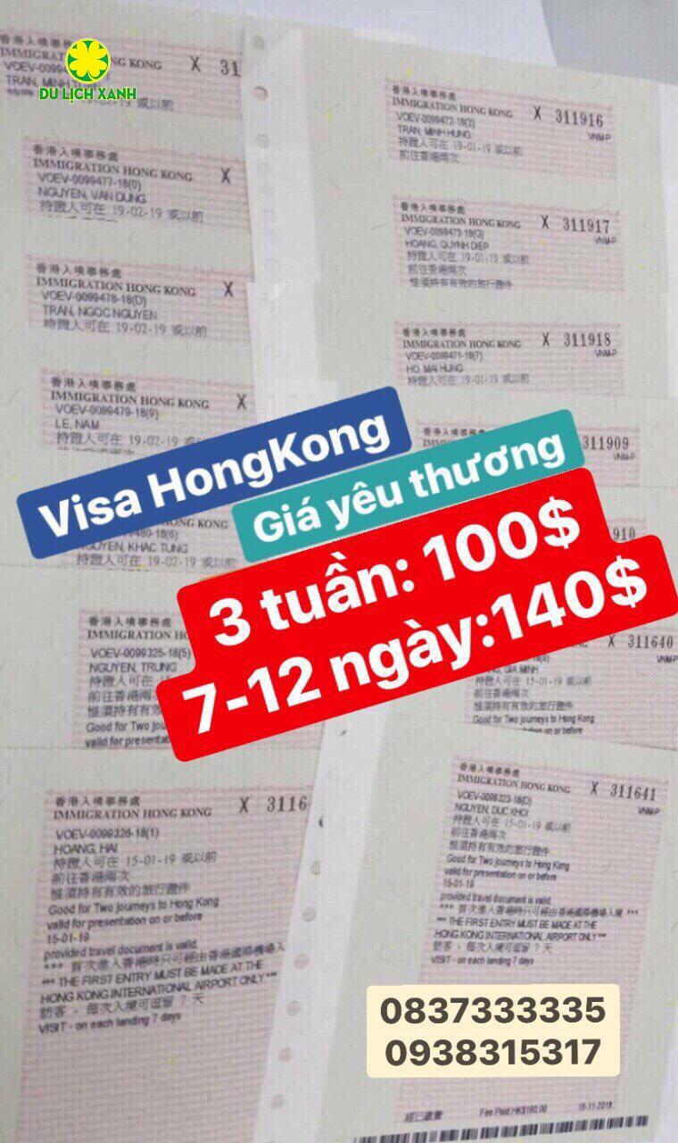 Thủ tục xin visa nhâp cảnh Hong Kong du lịch