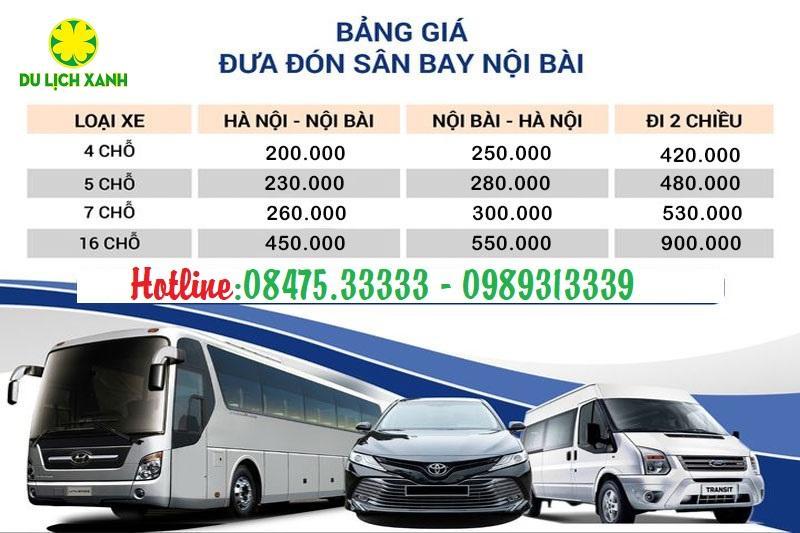 Bảng giá thuê xe đi sân bay Nội Bài tốt nhất