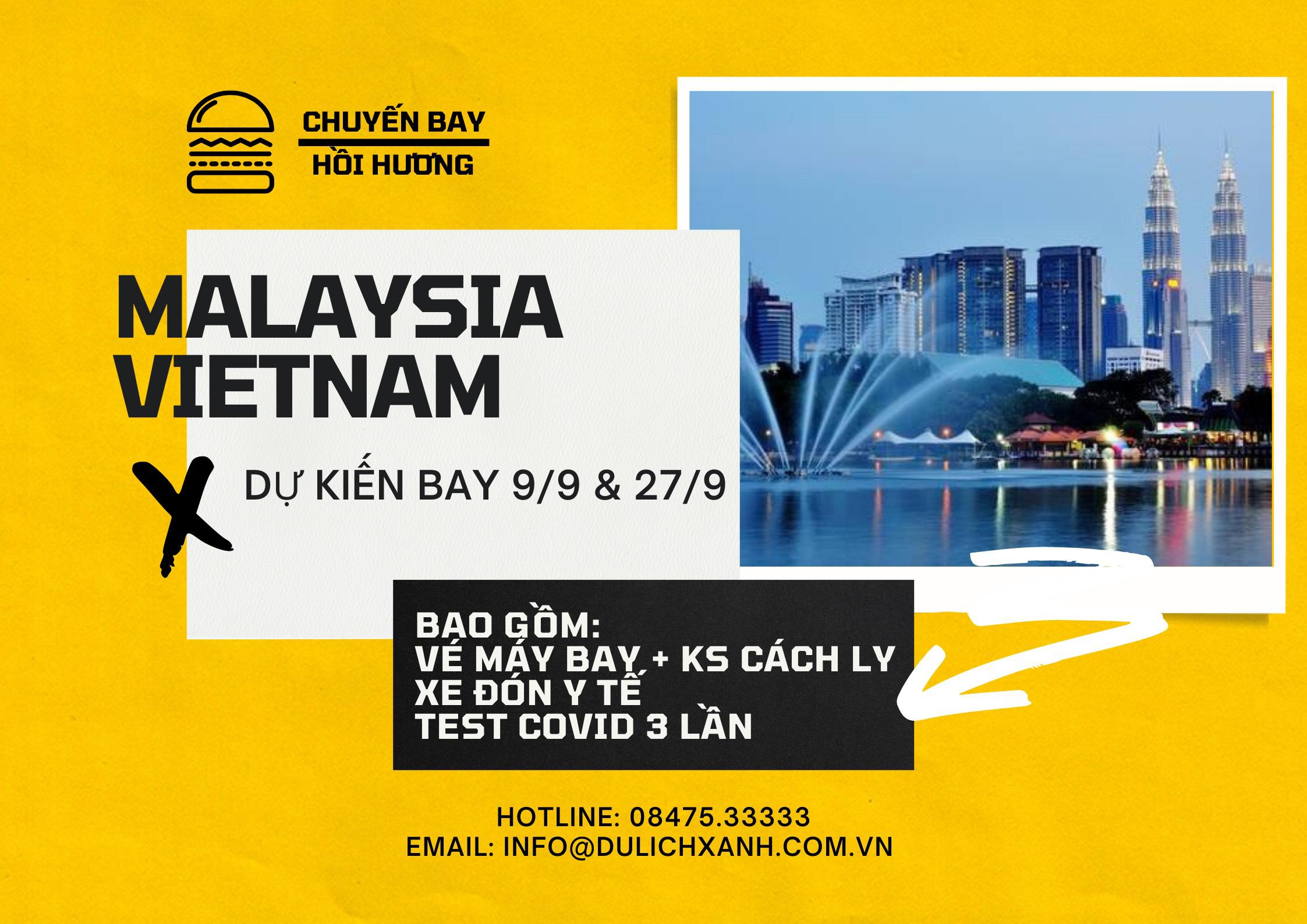 Lịch bay từ Malaysia về Việt Nam cập nhật ngày 9/9