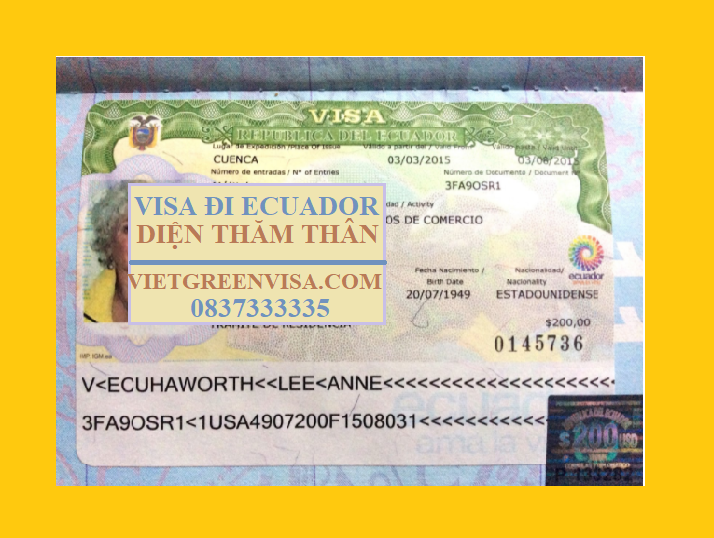 Làm Visa Ecuador thăm thân, nhanh gọn, giá rẻ