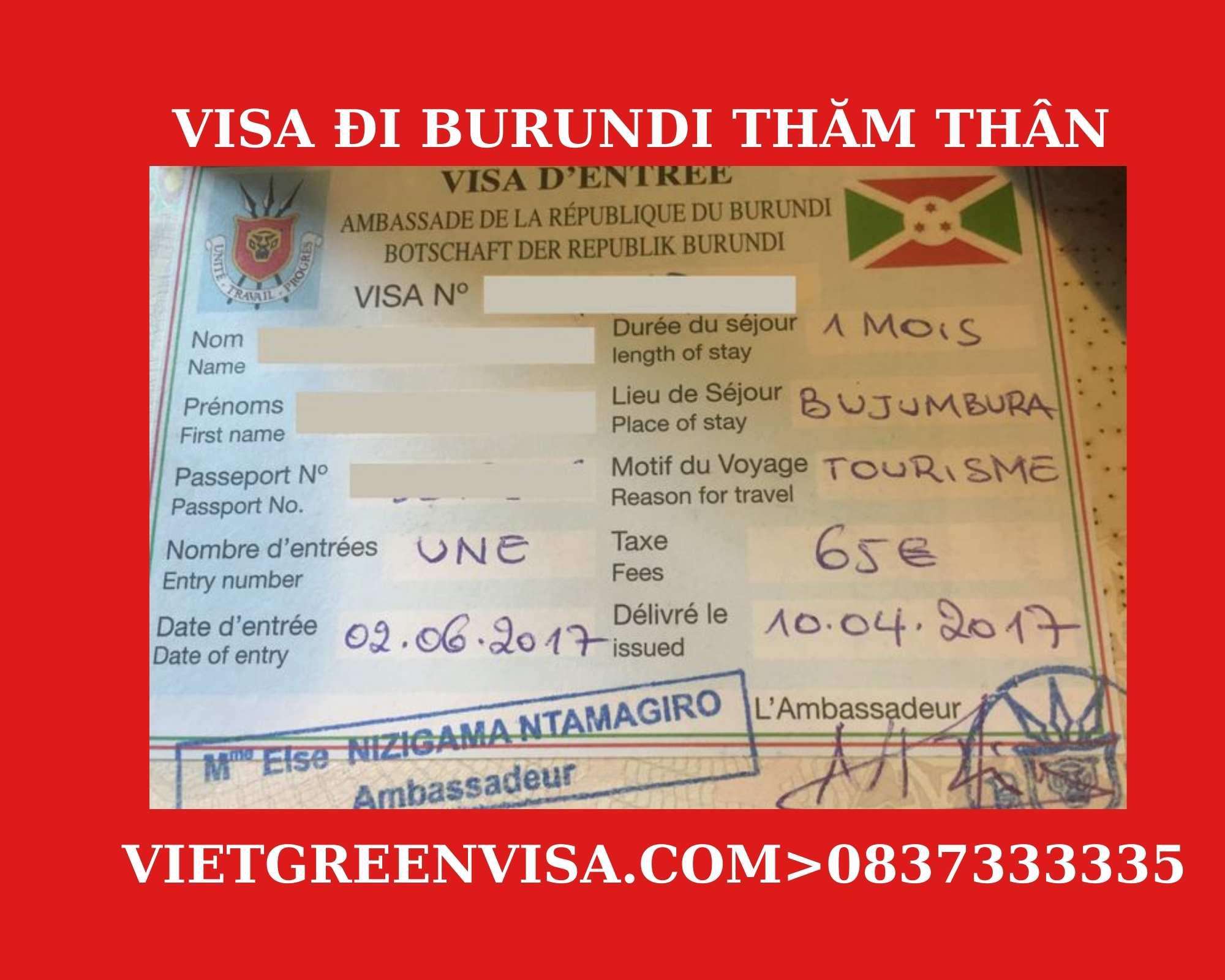 Làm Visa Burundi thăm thân nhanh chóng, giá rẻ