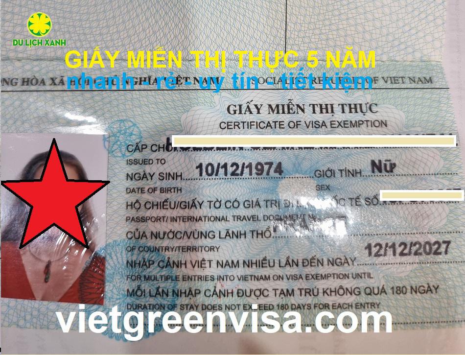 Cách làm Giấy miễn thị thực, Giấy miễn thị thực 5 năm, Visa Việt Nam 5 năm, Dịch vụ xin giấy miễn thị thực 