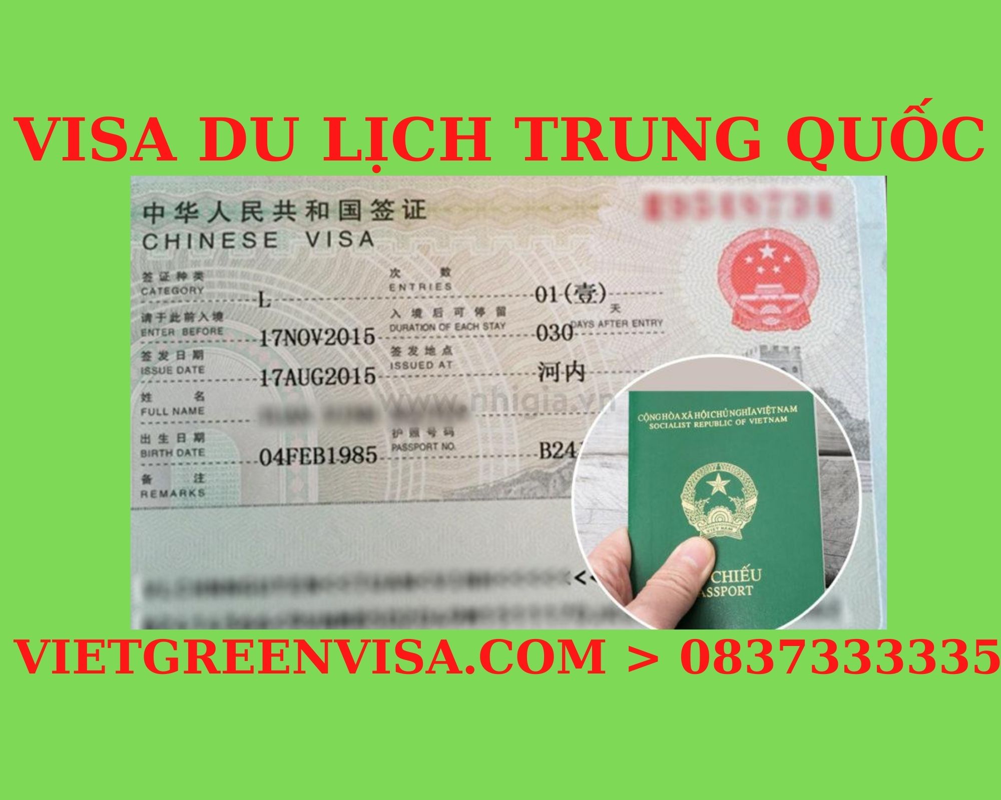 Dịch vụ visa Trung Quốc đi du lịch uy tín. Du Lịch Xanh